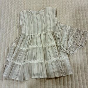 Chelsea & Violet White Brown Striped Dress and Bloomers Set 24 Month